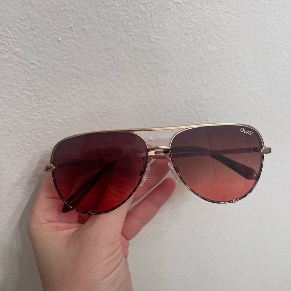 Quay Australia Red and Gold Aviator Sunglasses